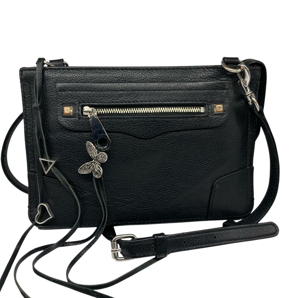Rebecca Minkoff Regan Black Leather Crossbody | Bag Charm & Restored | Y2K Icon